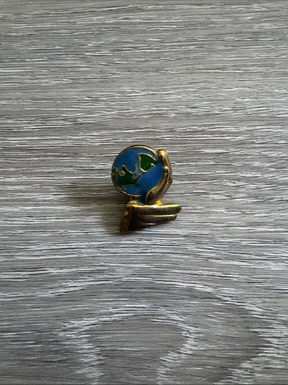 He has the whole world in His hands Gold-Tone Globe Lapel Pin in Blue and Green